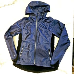 Nanette Lepore Blue Hooded Windbreaker Jacket women size M